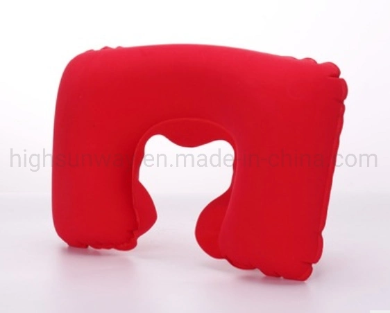 Inflatable Flocked PVC Air Travel Pillow for Promotional Gift