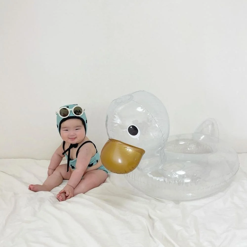 Kids Transparent Duck Design Inflatable Swimming Ring Water Beach Pool Party Decoration Wyz19635